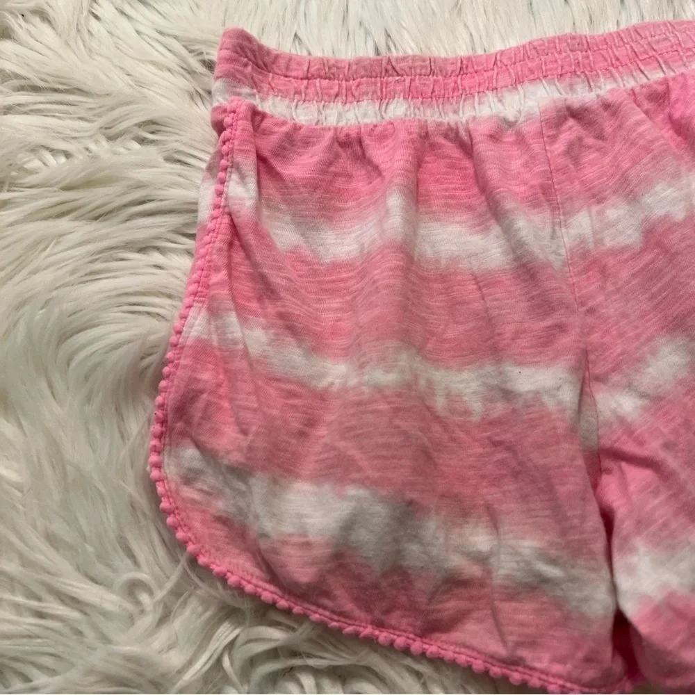 Justice Girls' Size 10 Casual Shorts Pink‎ White Tie Dye Stripes 100% Cotton
